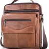 Men's Leather Crossbody Shoulder Bag - Messenger Satchel Travel Handbag