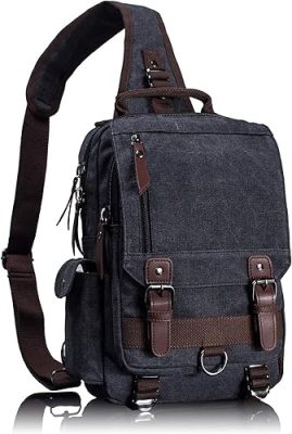 Leaper Retro Crossbody Bag Sling Bag Canvas Messenger Bag for Men Women Shoulder Bag Crossbody Handbags Satchel Travel Bag